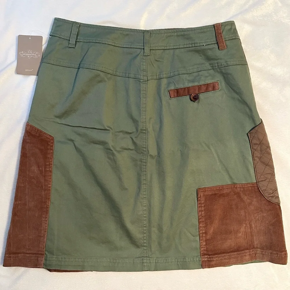 MEADOW RUE Anthropologie Patchwork Cargo Skirt 8 Quilted Pocket Corduroy NWT - Picture 2 of 8
